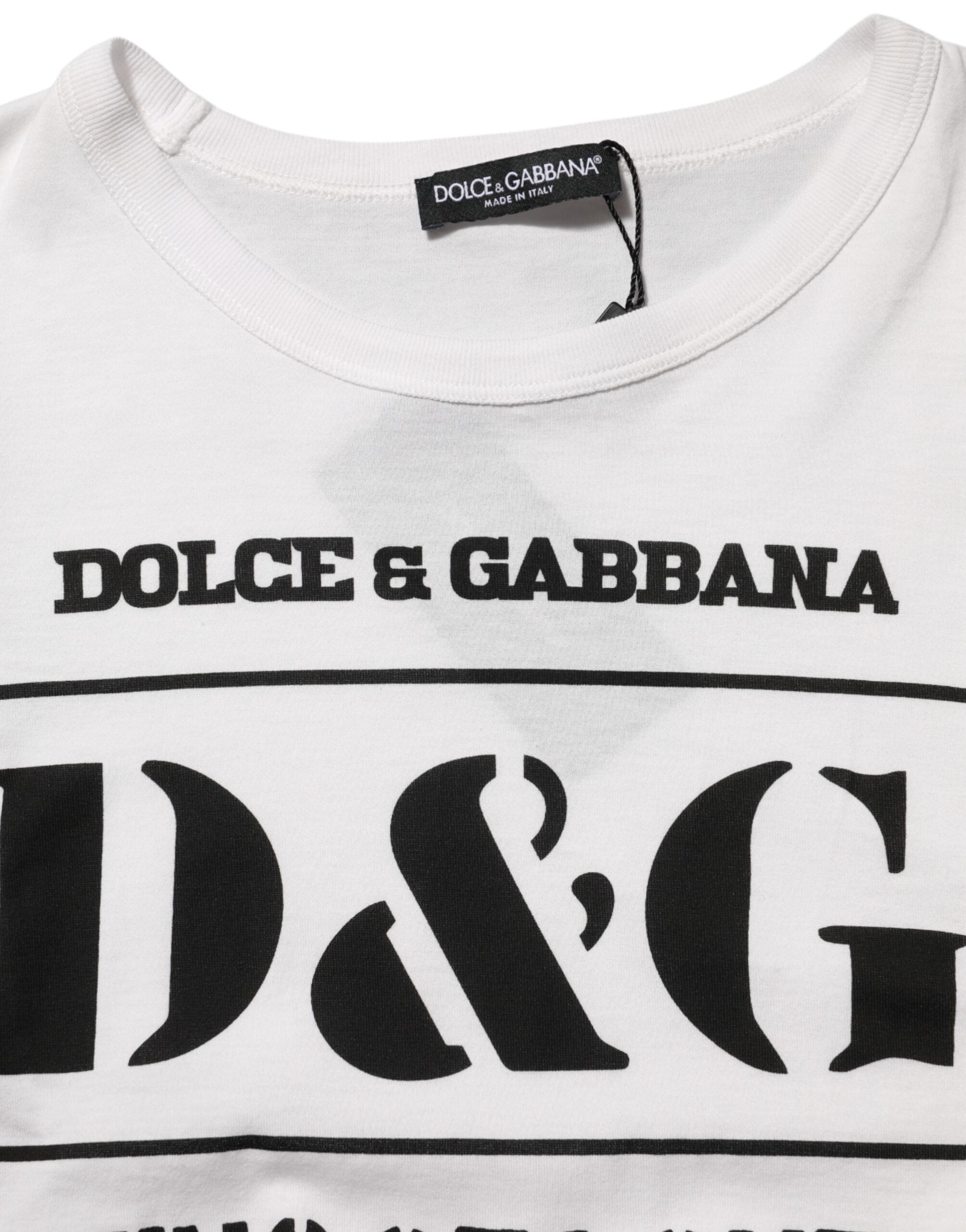 Dolce & Gabbana Weißes Logo Camouflage Rundhalsausschnitt Herren-T-Shirt