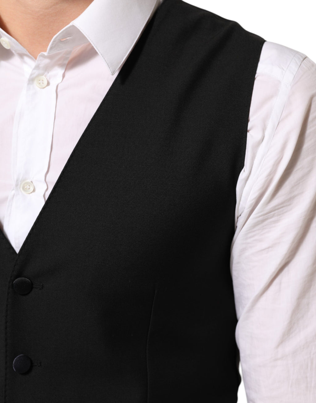 Dolce & Gabbana Schwarz Wolle Kleid Formal Männer Weste Weste