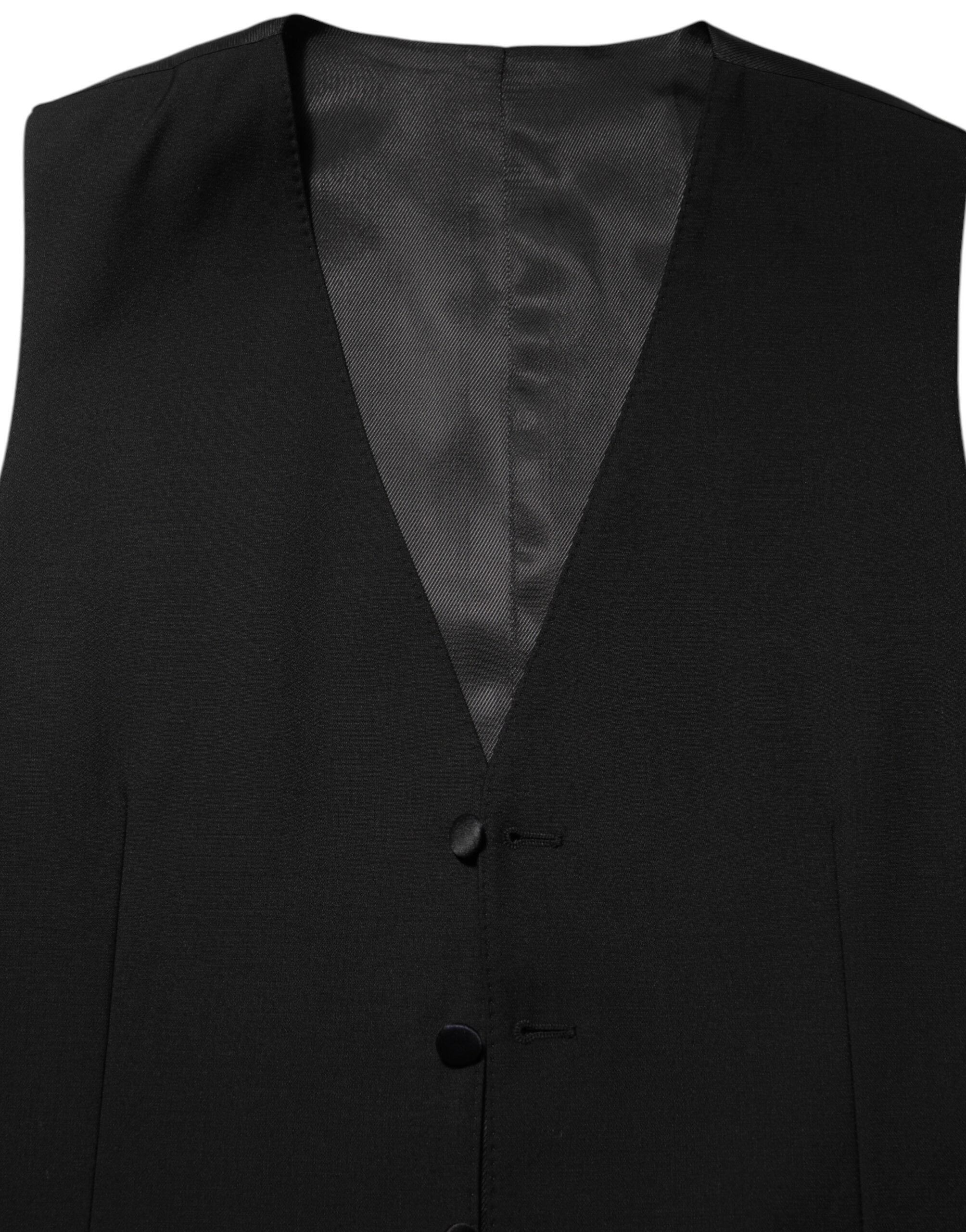 Dolce & Gabbana Schwarz Wolle Kleid Formal Männer Weste Weste