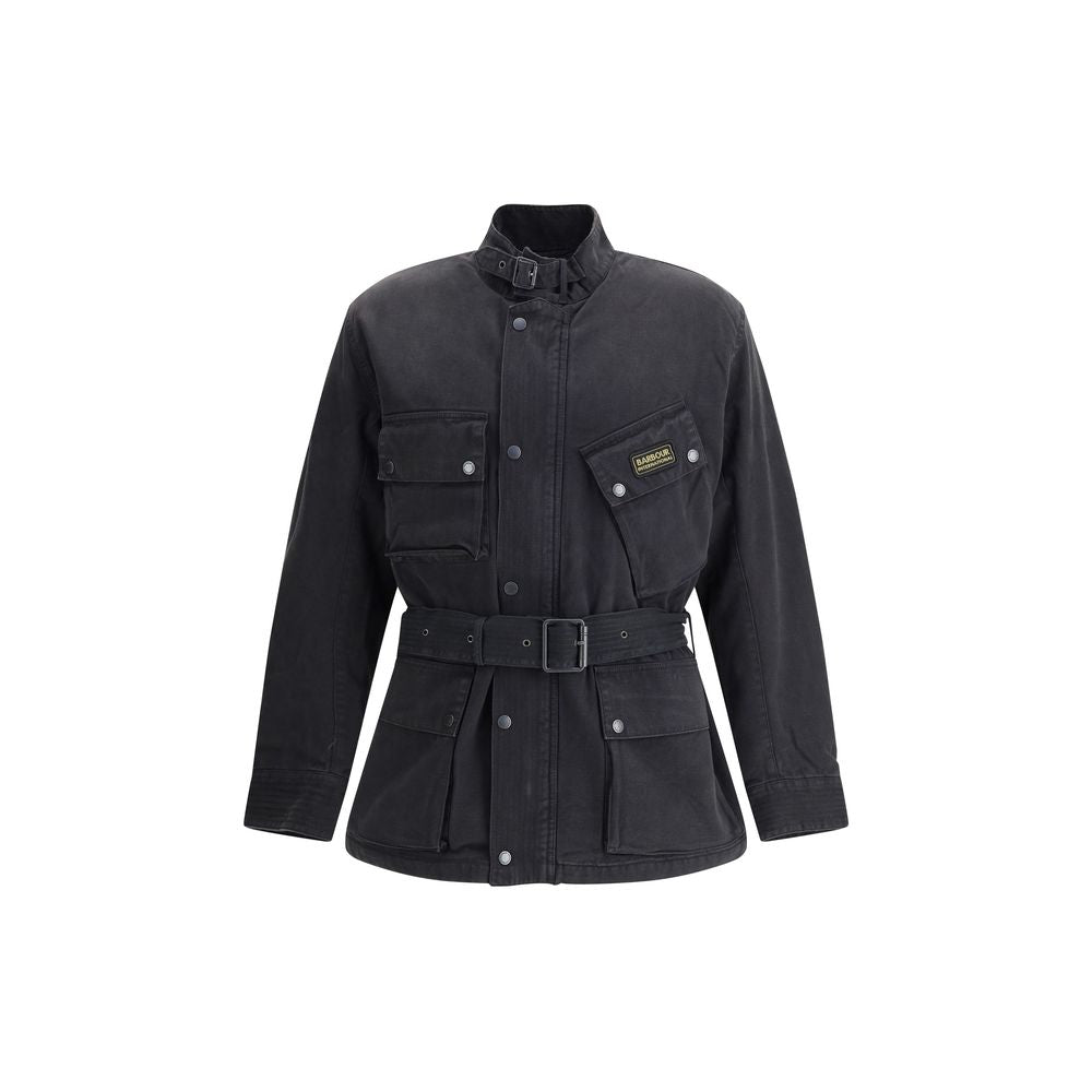 Barbour International Schwarzer Baumwollmantel