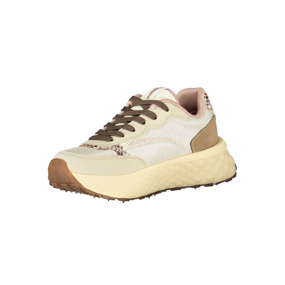 Blauer Beige Leder Damen Sneaker