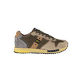 Blauer Grünes Leder Herren Sneaker