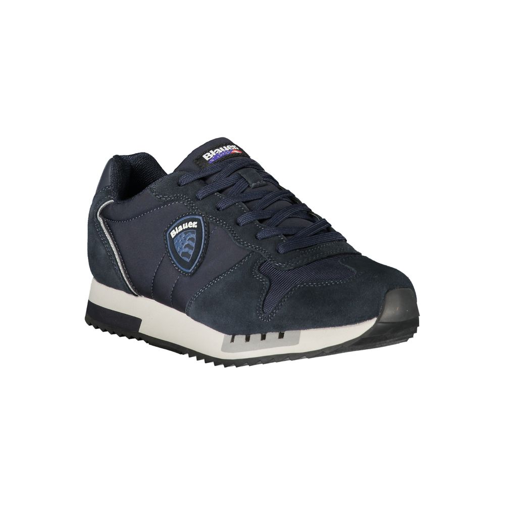 Blauer Blaue Leder Herren Sneaker