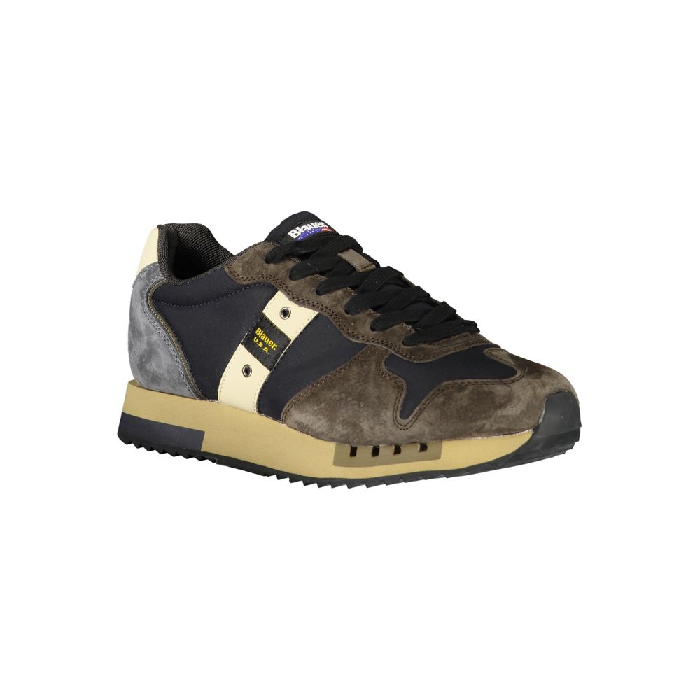 Blauer Blaue Leder Herren Sneaker