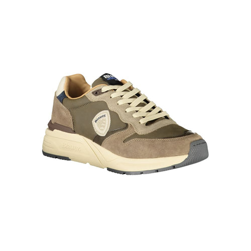 Blauer Graue Leder Herren Sneaker