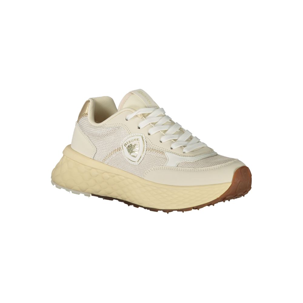 Blauer Beige Leder Damen Sneaker