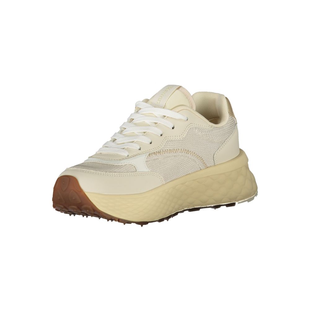 Blauer Beige Leder Damen Sneaker