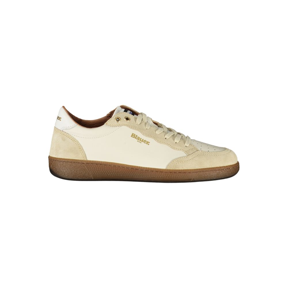 Blauer White Leather Men Sneaker