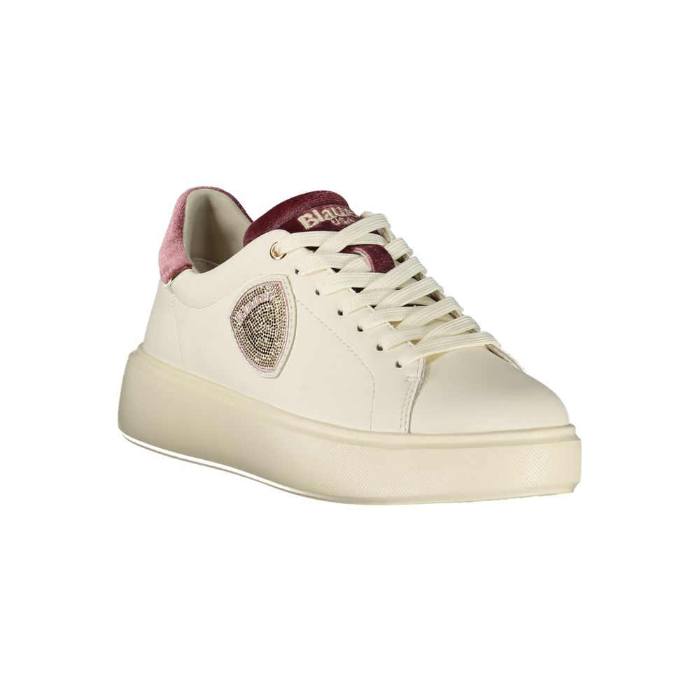 Blauer Weißes Leder Damen Sneaker