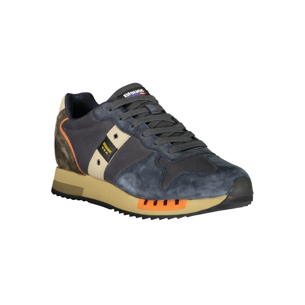 Blauer Blaue Leder Herren Sneaker