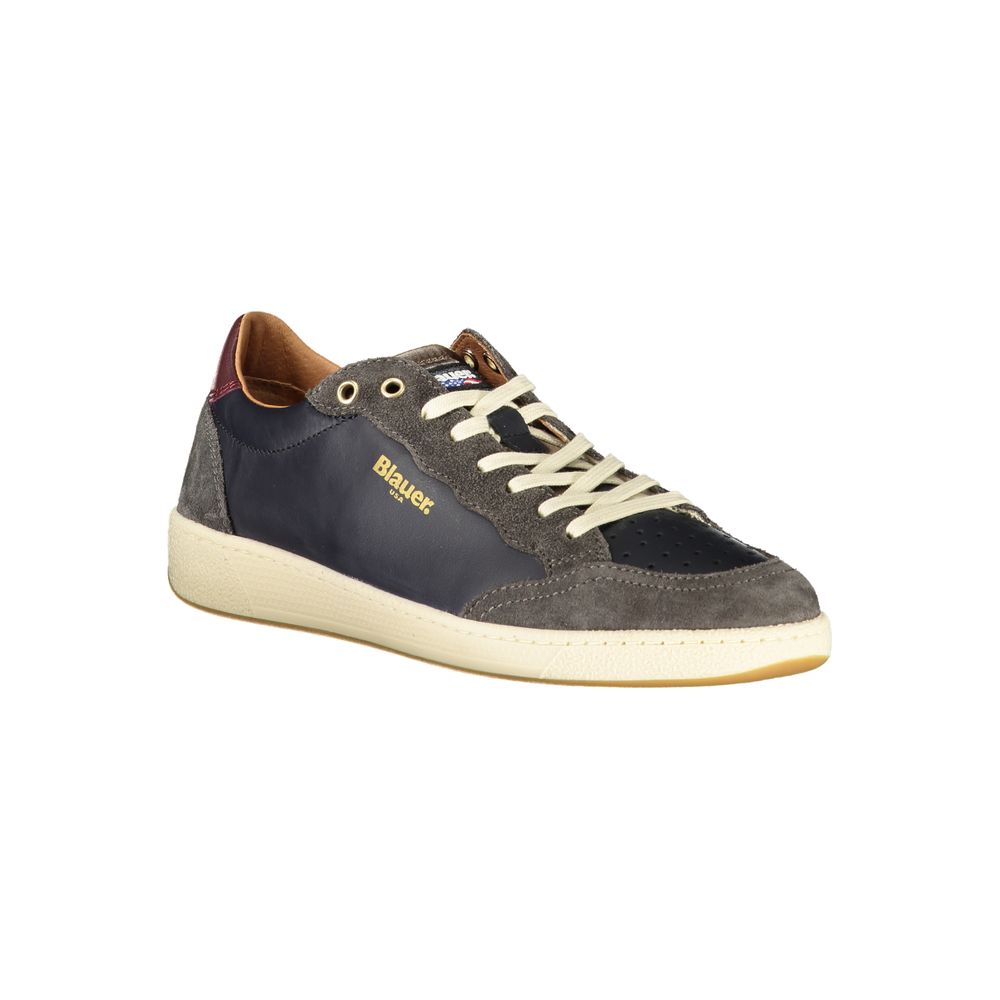 Blauer Blaue Leder Herren Sneaker