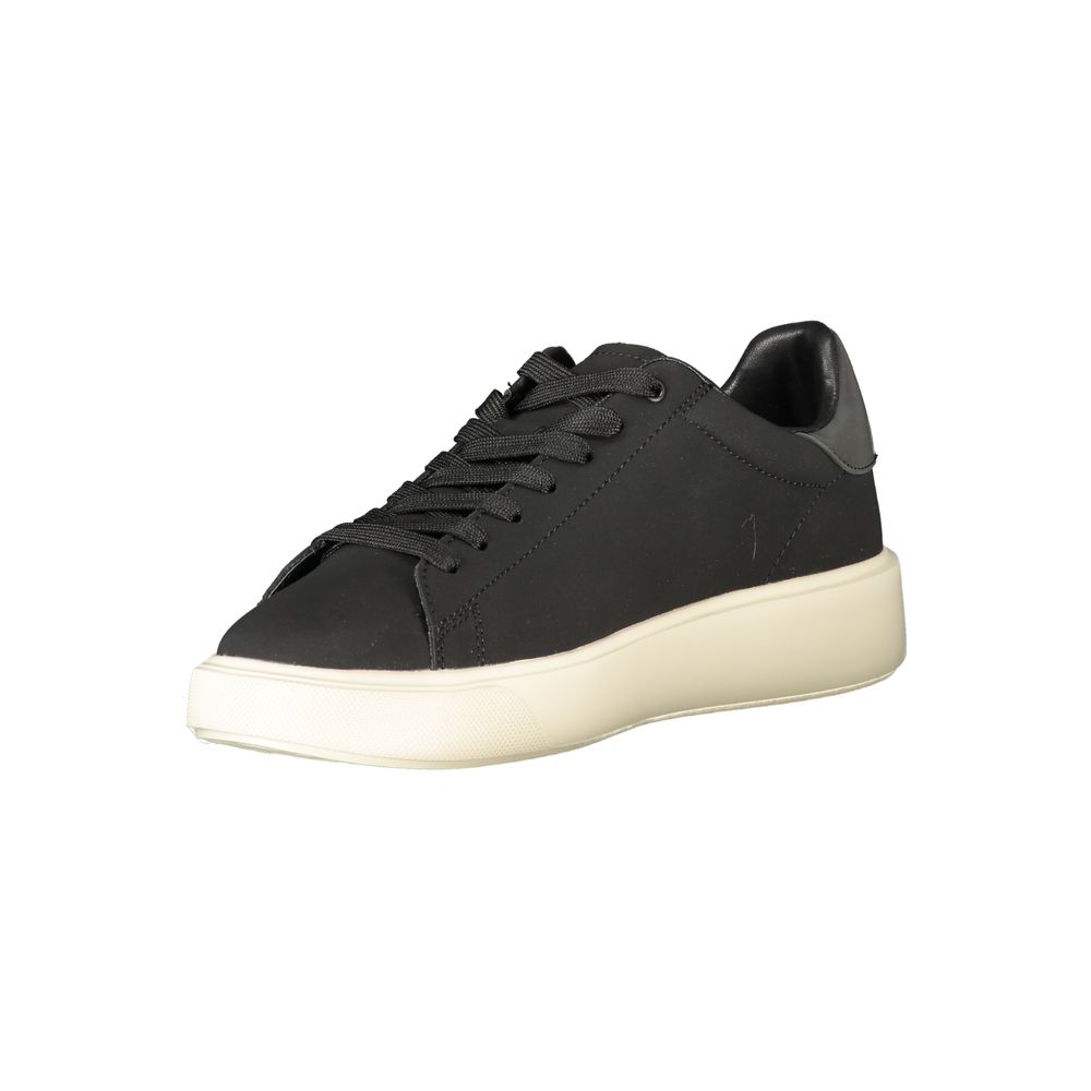 Blauer Schwarzes Leder Herren Sneaker