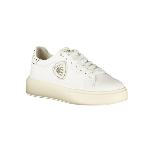 Blauer weißer Leder-Damensneaker