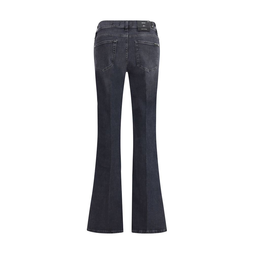 7FOR Schwarze Baumwoll-Bootcut-Jeans