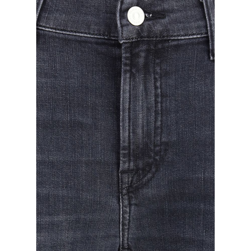 7FOR Schwarze Baumwoll-Bootcut-Jeans