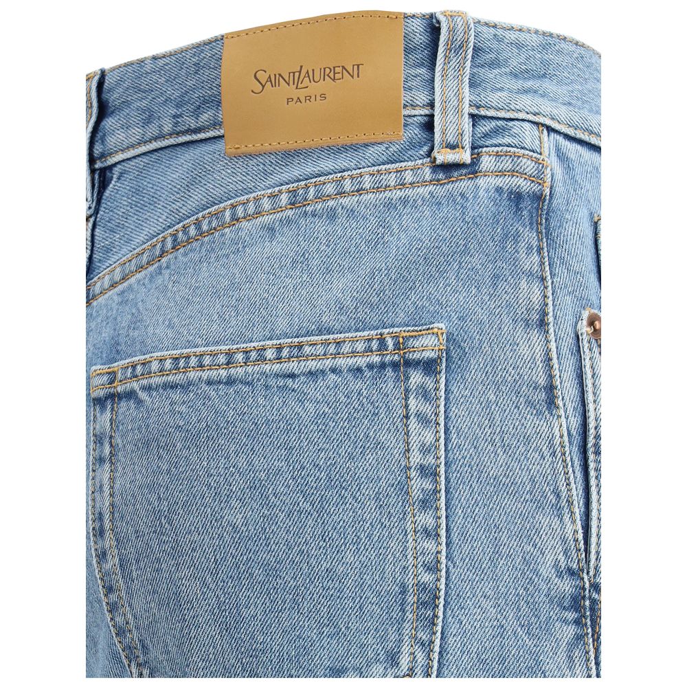 Saint Laurent Hellblaue Baumwoll-Jeans im Slim-Fit-Schnitt