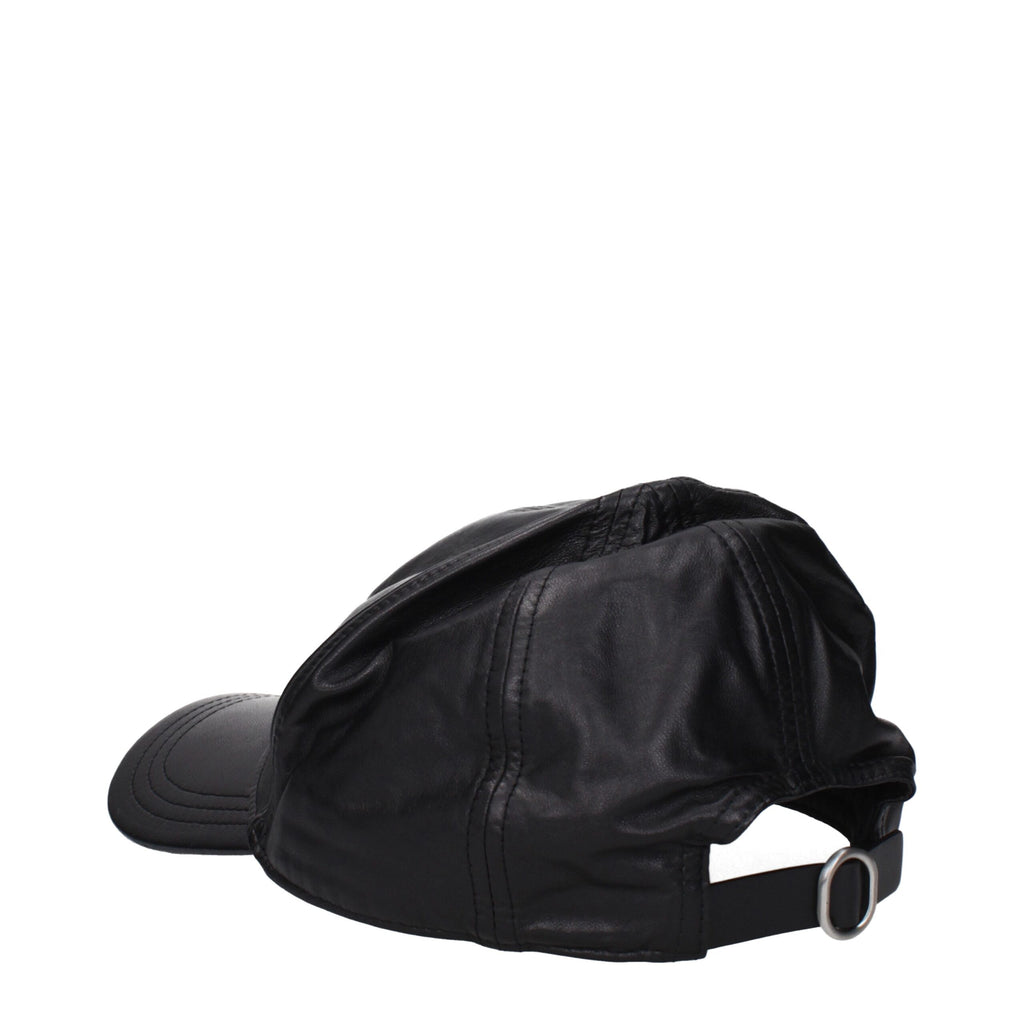 Jil Sander Schwarze Lederkappe (Baseball-Cap)