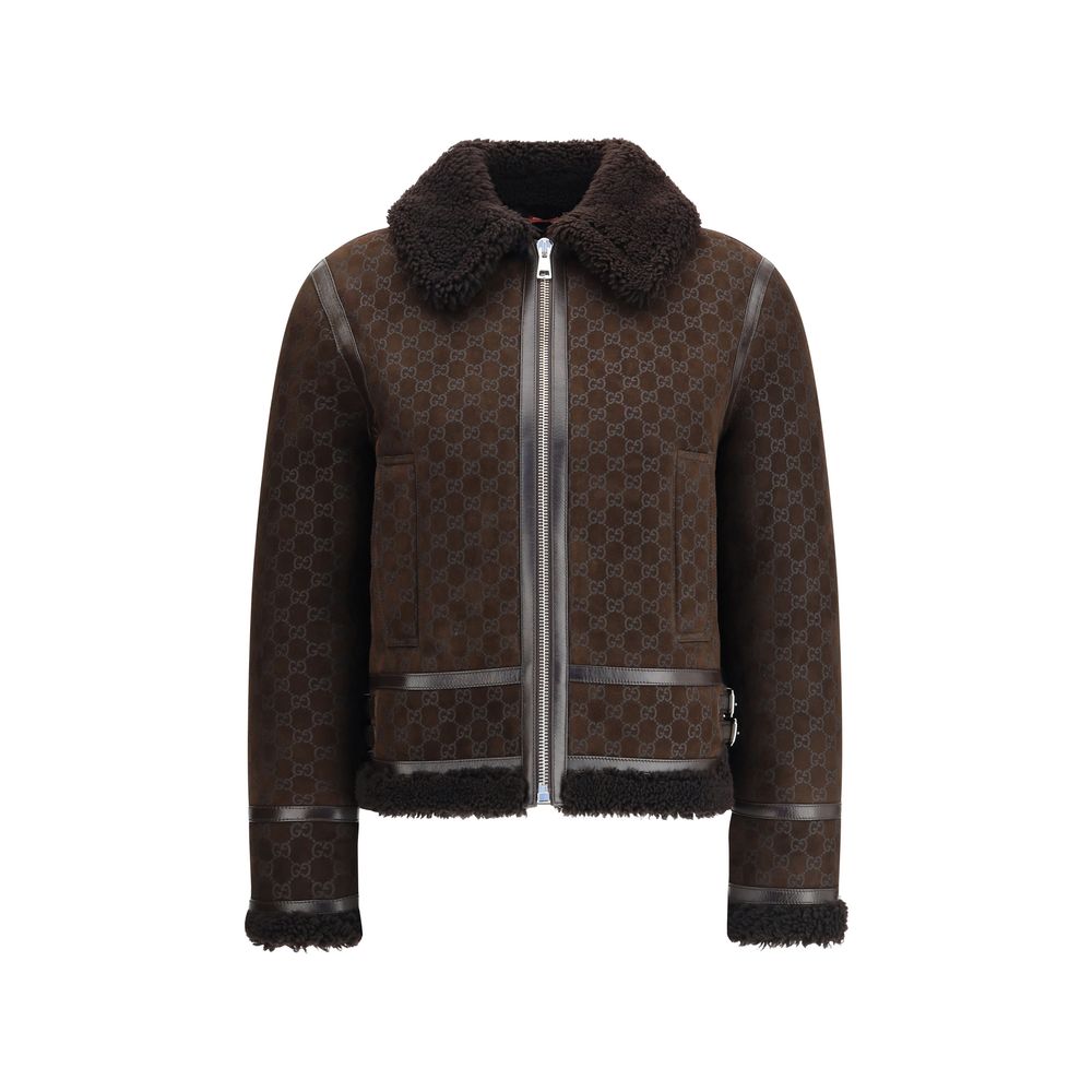Gucci Lederjacke mit GG-Motiv