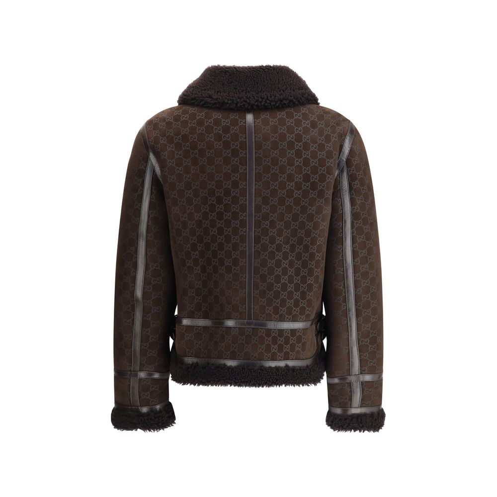 Gucci Lederjacke mit GG-Motiv