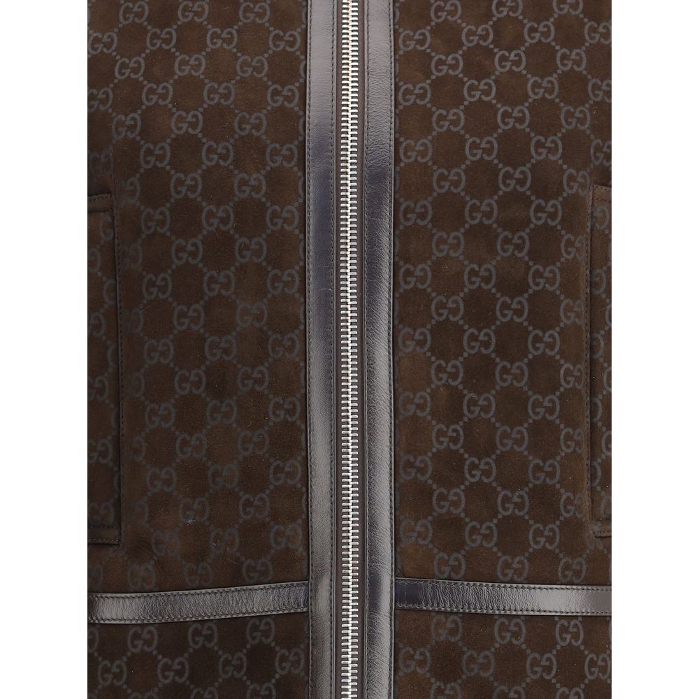 Gucci Lederjacke mit GG-Motiv