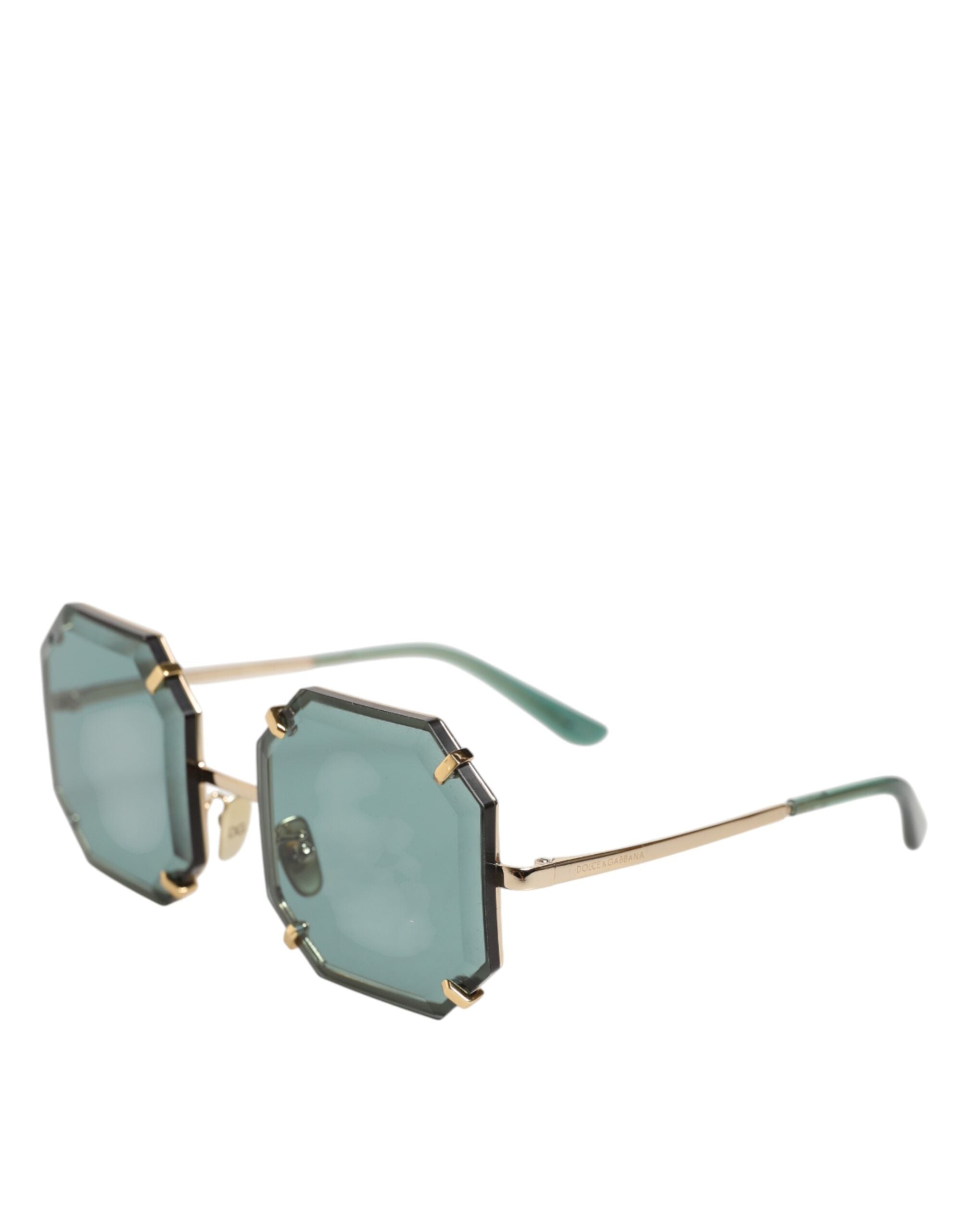 Dolce & Gabbana DG2216 Gold Square Frame Grün Lens Shades Sonnenbrille