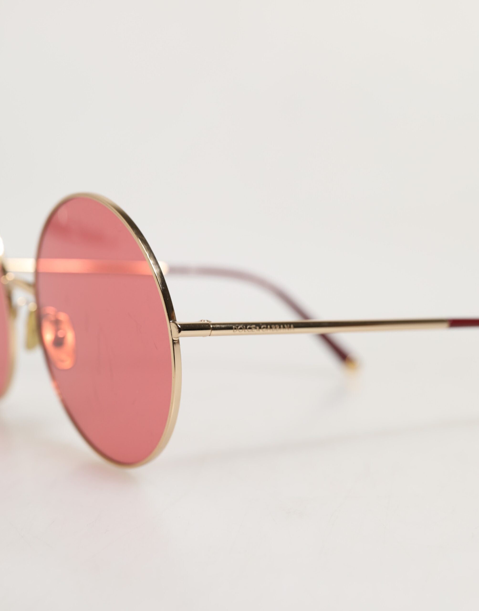Dolce & Gabbana Rosa Gold Metall Runde Schattierungen Eyewear Sonnenbrille