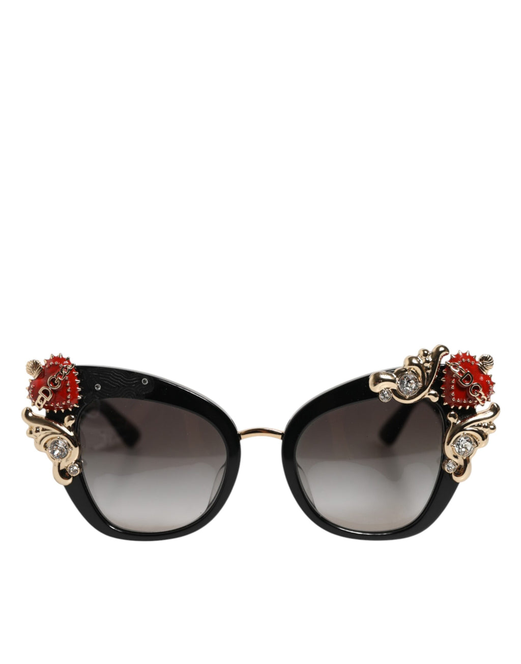 Dolce & Gabbana DG4319F Rote Schmetterlings-Sonnenbrille mit Kristall und heiligem Herzen