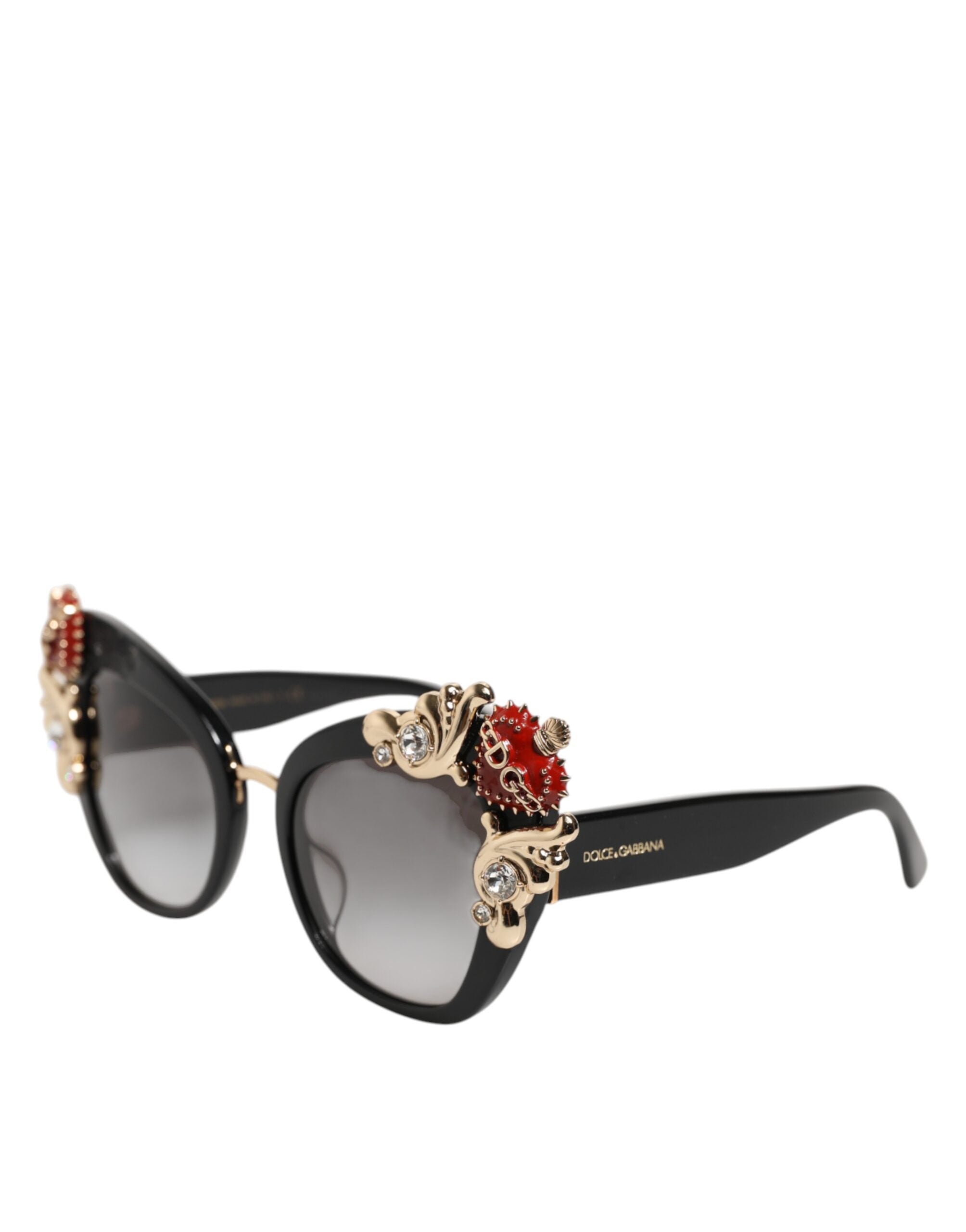 Dolce & Gabbana DG4319F Rote Schmetterlings-Sonnenbrille mit Kristall und heiligem Herzen