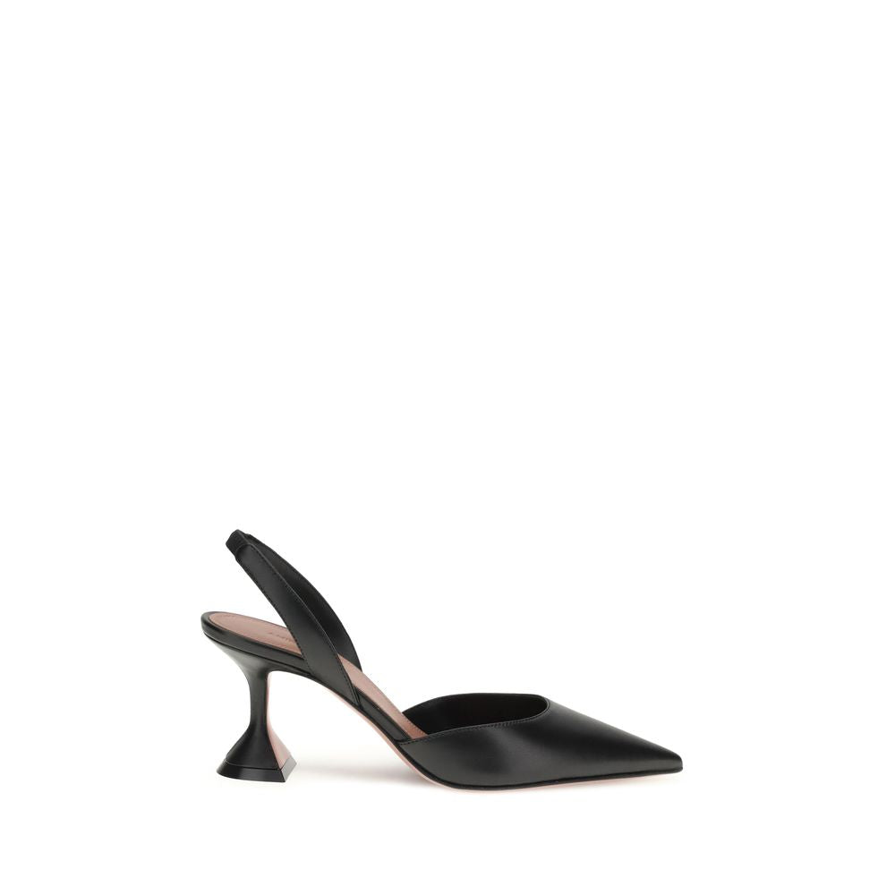 Amina Muaddi Schwarze Kalbshaut Bos Taurus Plateau-Pumps