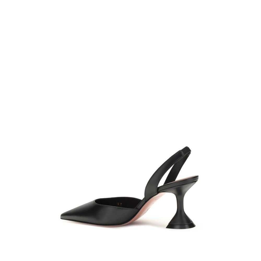 Amina Muaddi Schwarze Kalbshaut Bos Taurus Plateau-Pumps