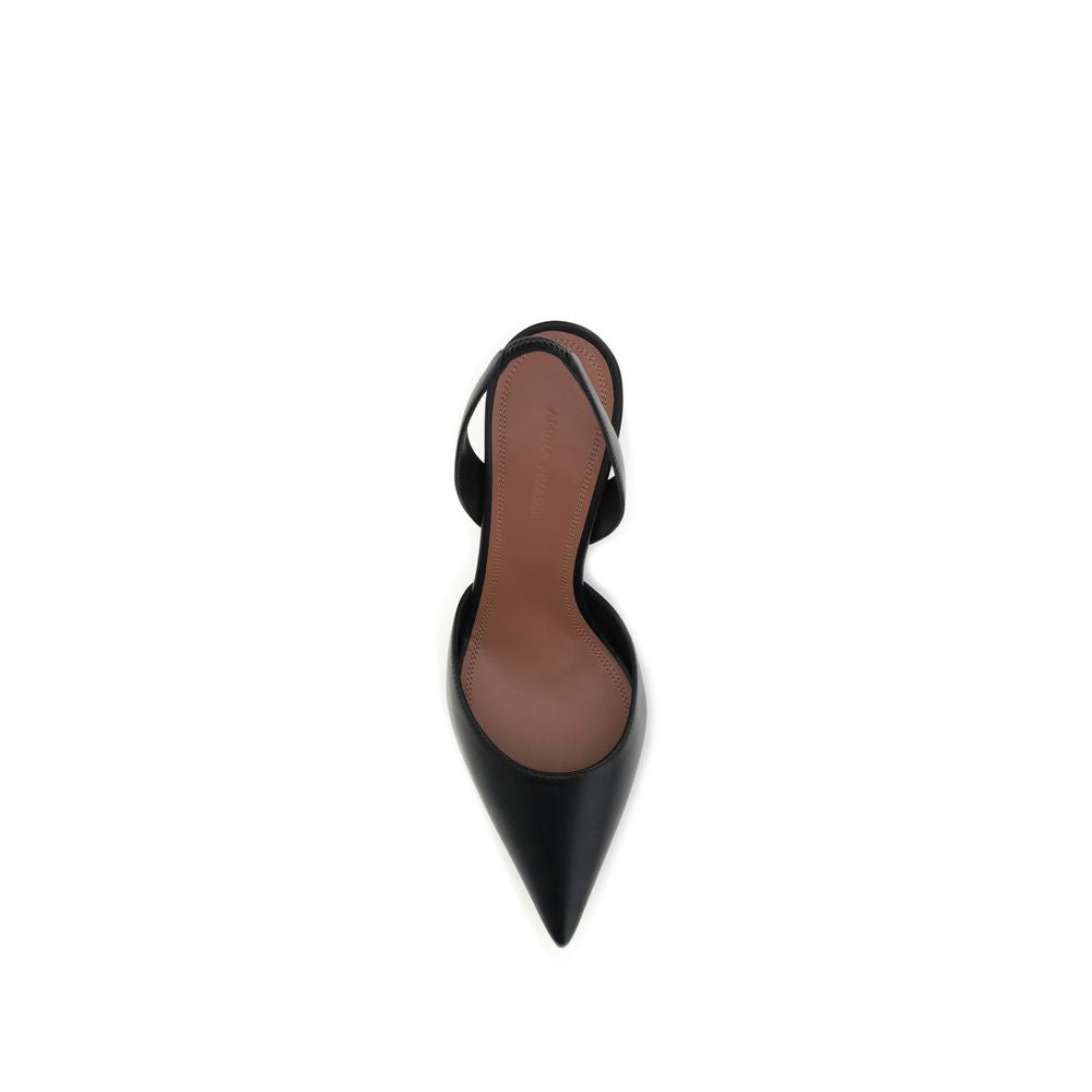 Amina Muaddi Schwarze Kalbshaut Bos Taurus Plateau-Pumps