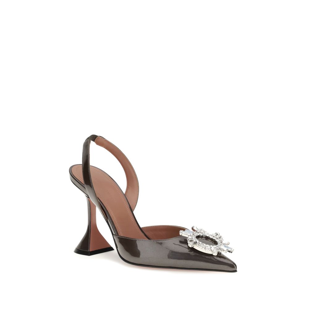 Amina Muaddi Braune Kalbsleder Bos Taurus High Heels