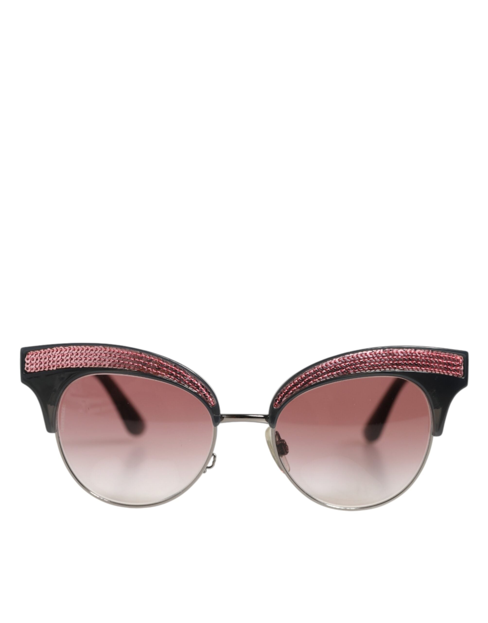 Dolce & Gabbana Schwarze Sonnenbrille mit Katzenaugenform und pinken Spiegeleffekten