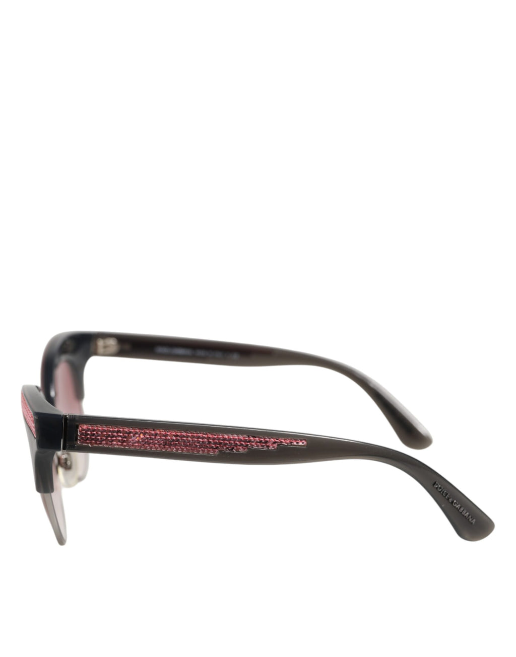 Dolce & Gabbana Schwarze Sonnenbrille mit Katzenaugenform und pinken Spiegeleffekten