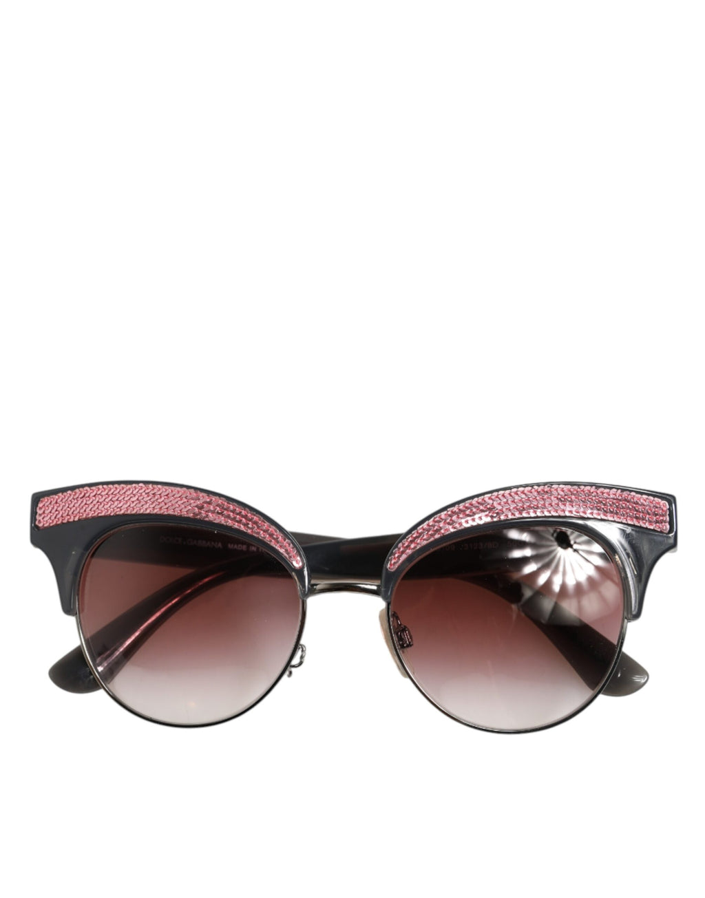 Dolce & Gabbana Schwarze Sonnenbrille mit Katzenaugenform und pinken Spiegeleffekten