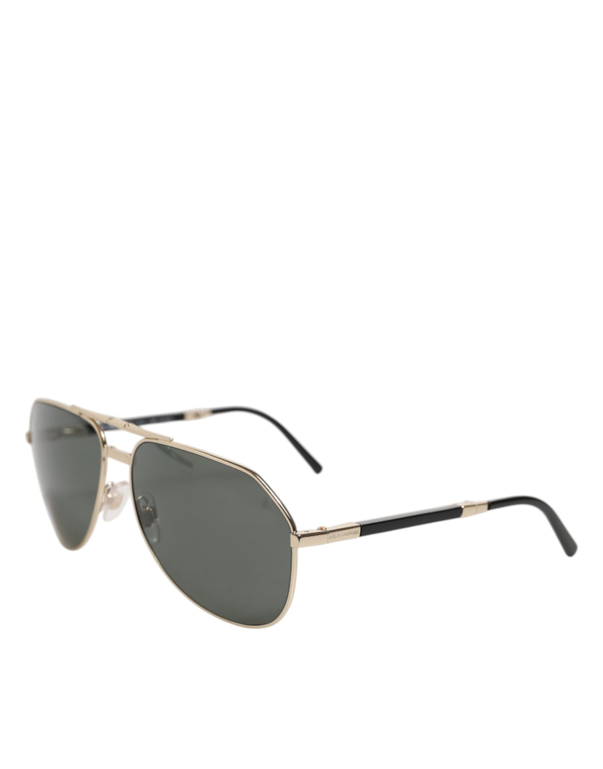 Dolce & Gabbana DG2106K Schwarze Sonnenbrille mit vergoldetem Metallrahmen und polarisierten Gläsern