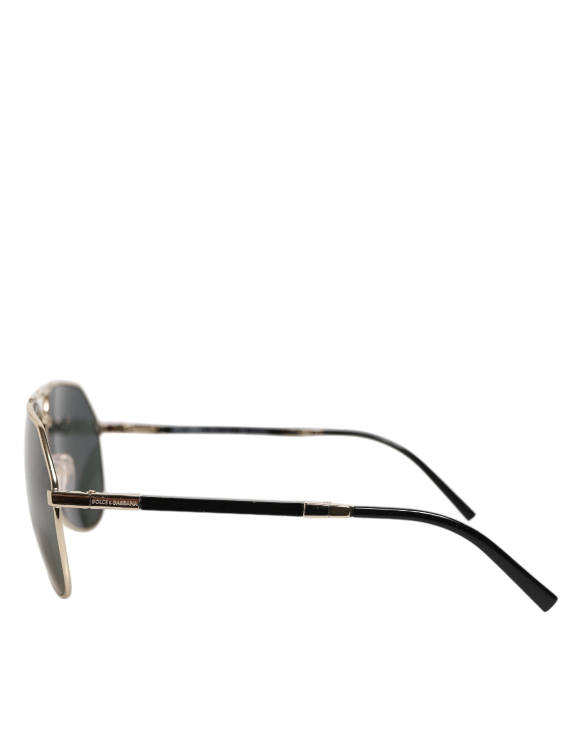 Dolce & Gabbana DG2106K Schwarze Sonnenbrille mit vergoldetem Metallrahmen und polarisierten Gläsern