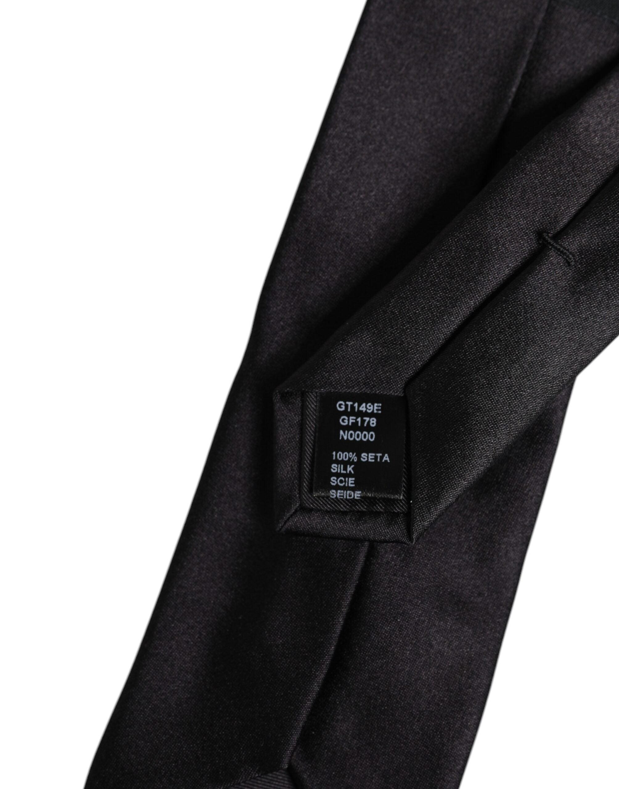 Dolce & Gabbana Schwarze Sicherheitsnadeln aus Seide, verstellbare Krawatte