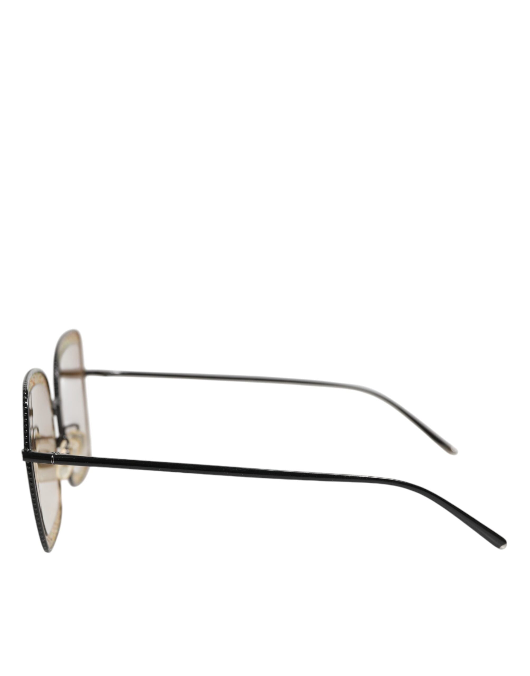 Dolce & Gabbana DG2225 Sonnenbrille mit schwarzer und goldener Spitze und braunen Verlaufsgläsern