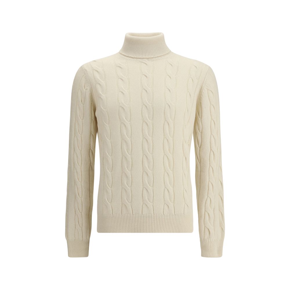 Aragona Cashmere Weißer Kaschmir-Rollkragenpullover