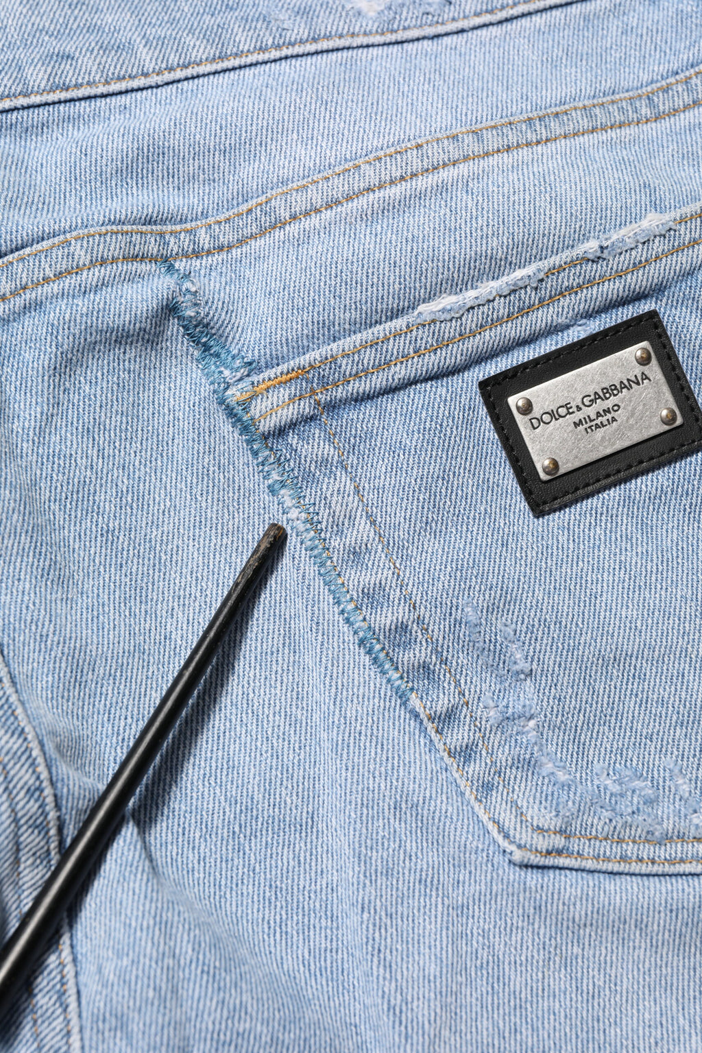 Dolce & Gabbana Blaue Baumwoll-Jeans im Used-Look mit schmaler Passform