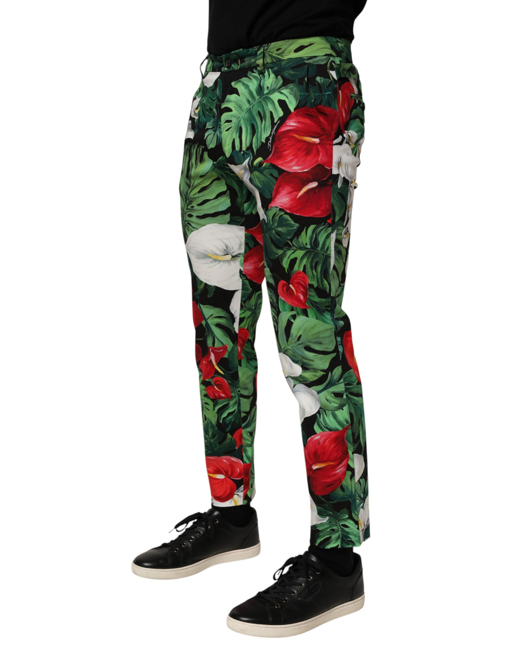 Dolce & Gabbana Bunte Blumen-Print Baumwollhose mit schmal zulaufendem Bein