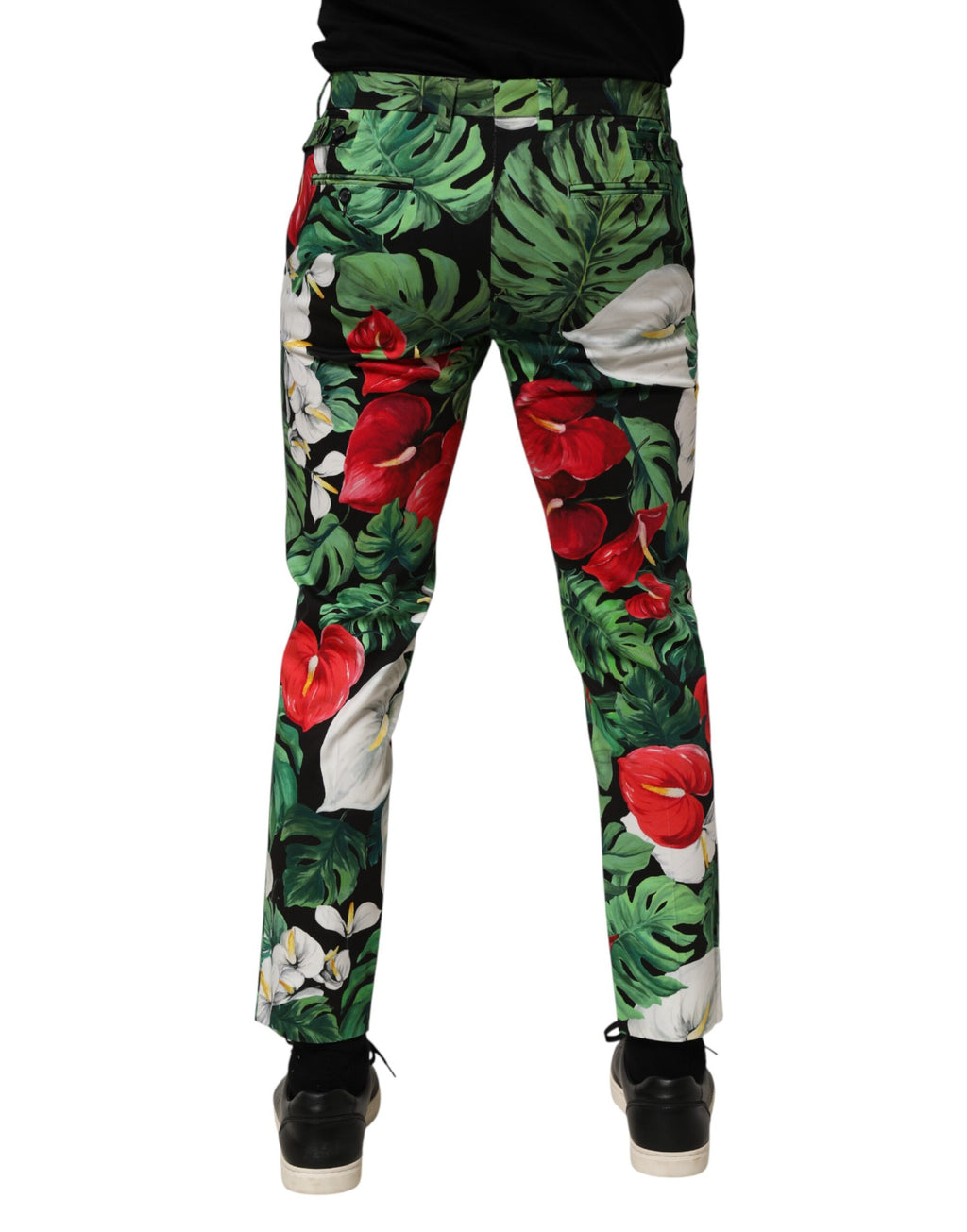Dolce & Gabbana Bunte Blumen-Print Baumwollhose mit schmal zulaufendem Bein