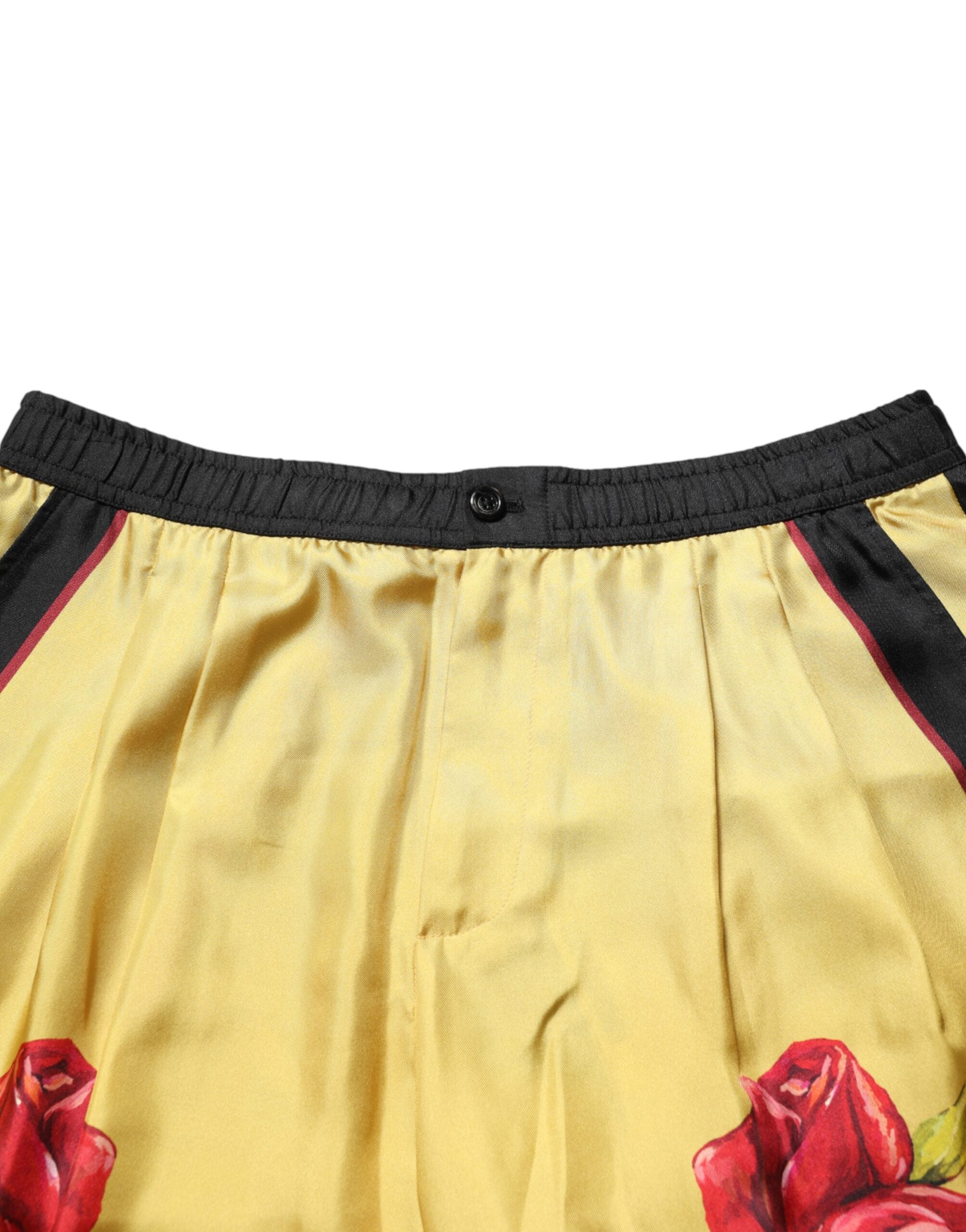 Dolce & Gabbana Gelbe Bermudashorts mit Blumenmuster aus Seide