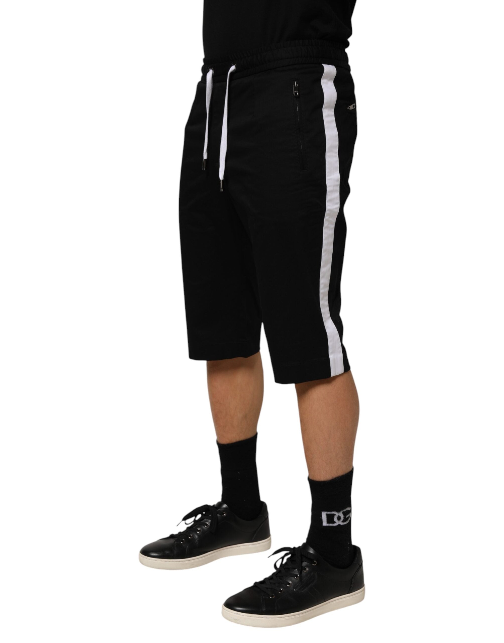 Dolce & Gabbana Schwarze Stretch-Baumwoll-Bermuda-Shorts für Herren