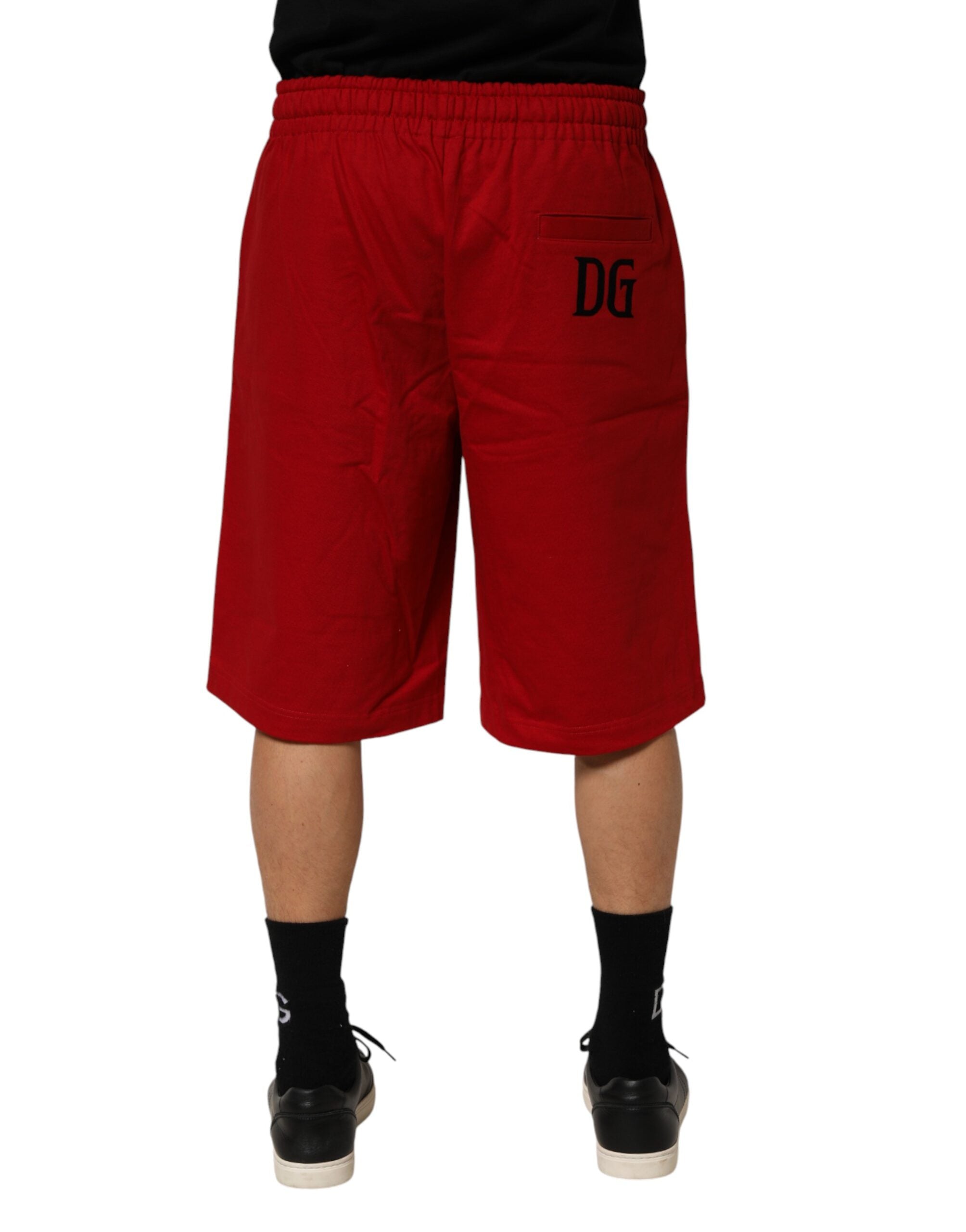 Dolce & Gabbana Rote Baumwoll-Bermuda-Shorts mit Kordelzug