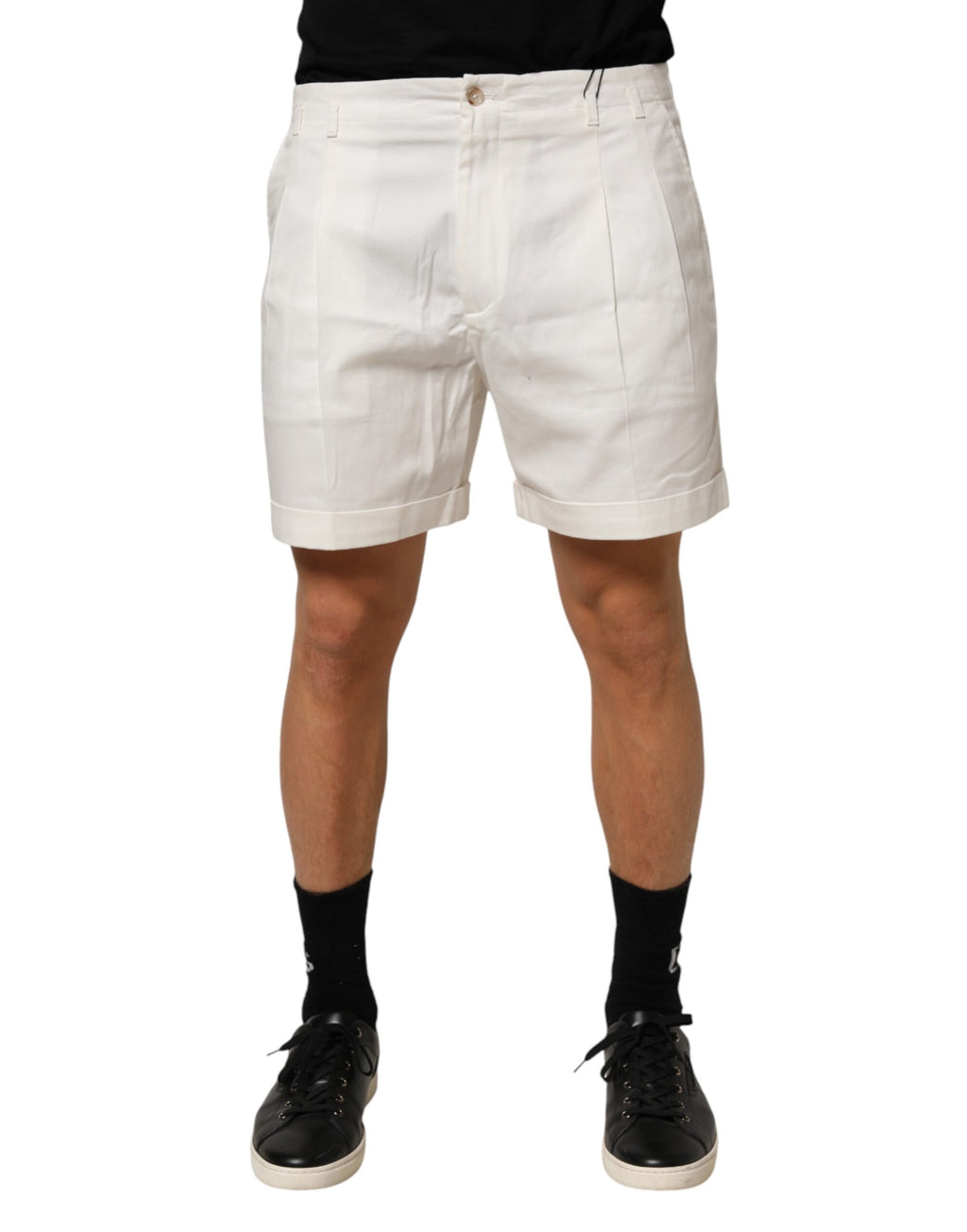 Dolce & Gabbana Weiße Baumwoll-Bermuda-Shorts für Herren mit mittlerer Taille