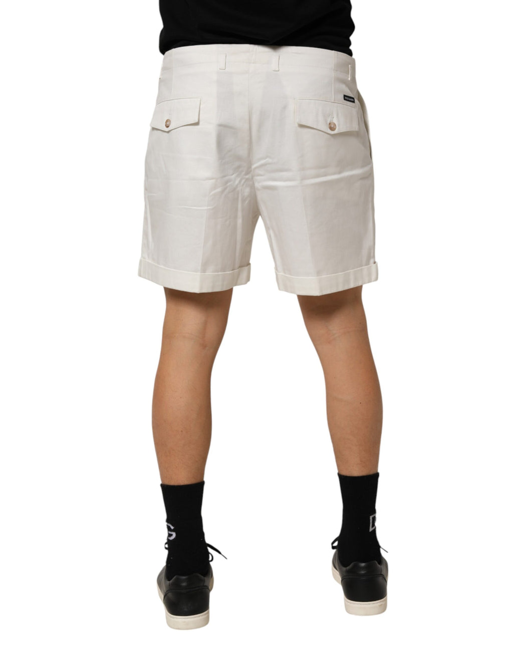 Dolce & Gabbana Weiße Baumwoll-Bermuda-Shorts für Herren mit mittelhohem Bund
