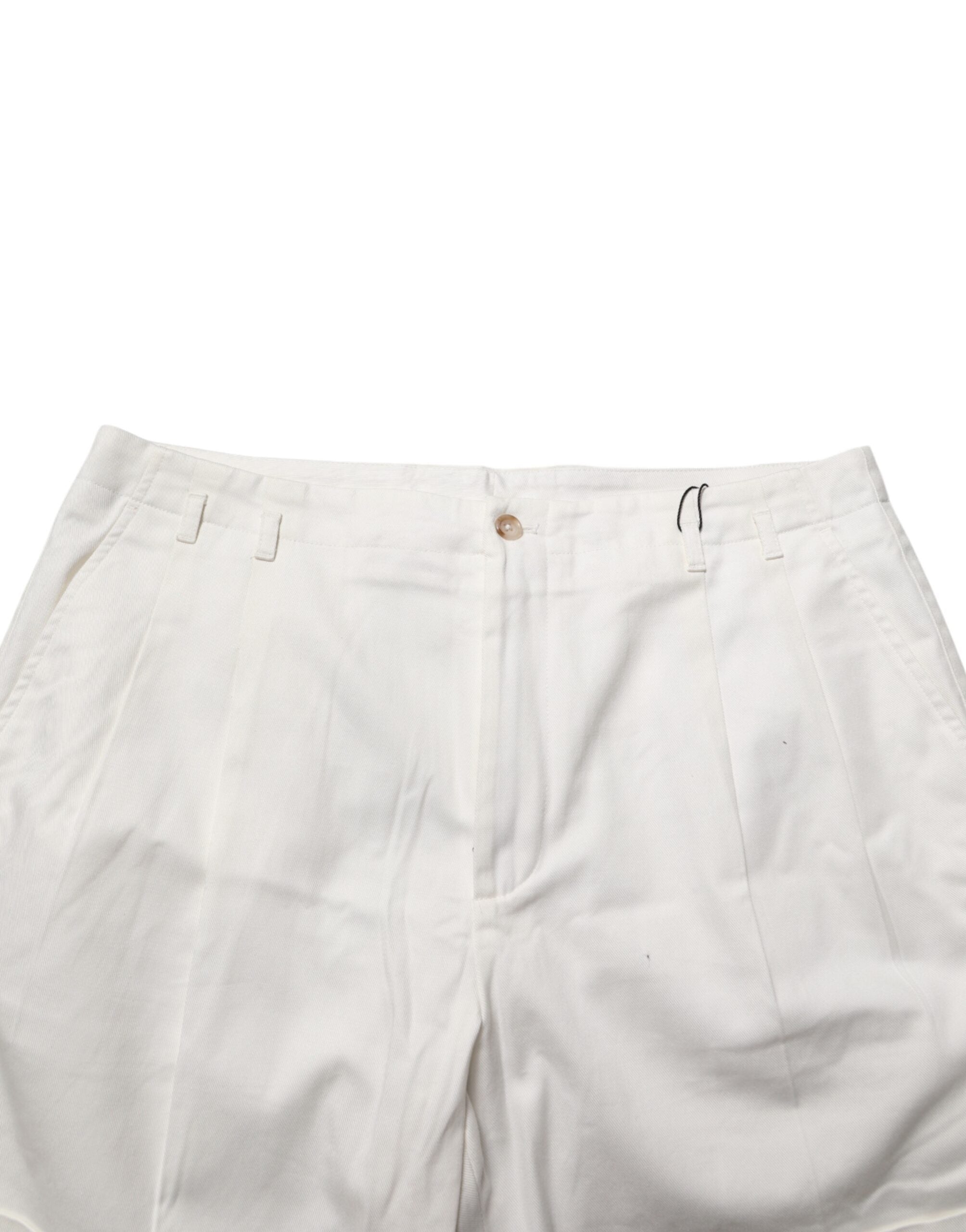 Dolce & Gabbana Weiße Baumwoll-Bermuda-Shorts für Herren mit mittelhohem Bund