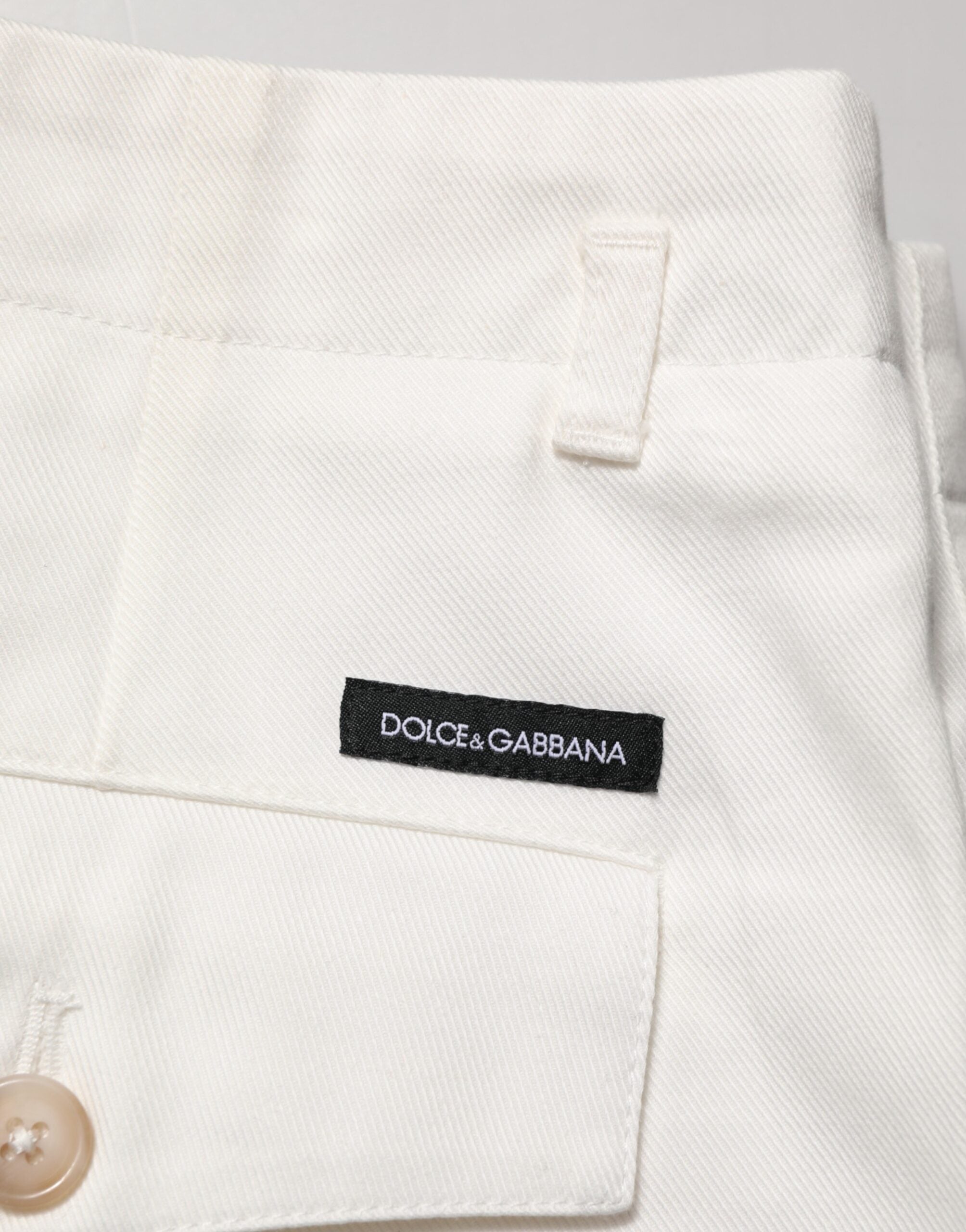 Dolce & Gabbana Weiße Baumwoll-Bermuda-Shorts für Herren mit mittelhohem Bund